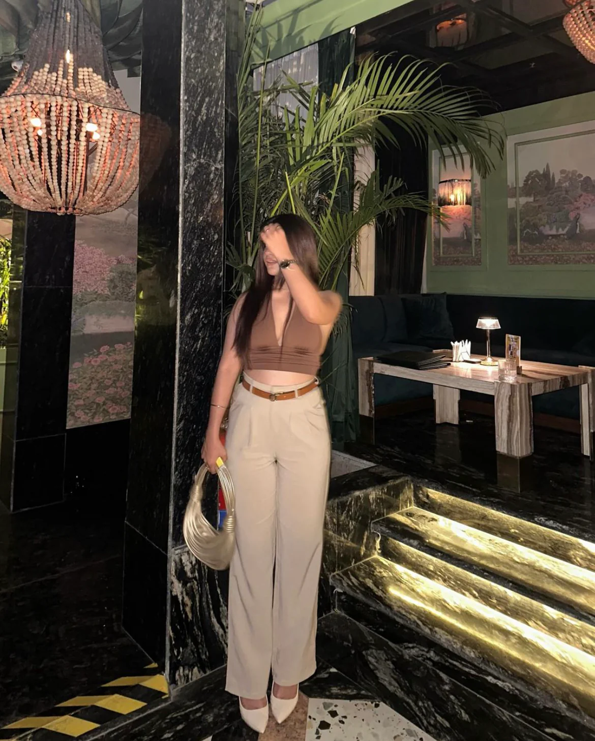 Highwaist Tailored Trouser Pants- Light beige - Image 6