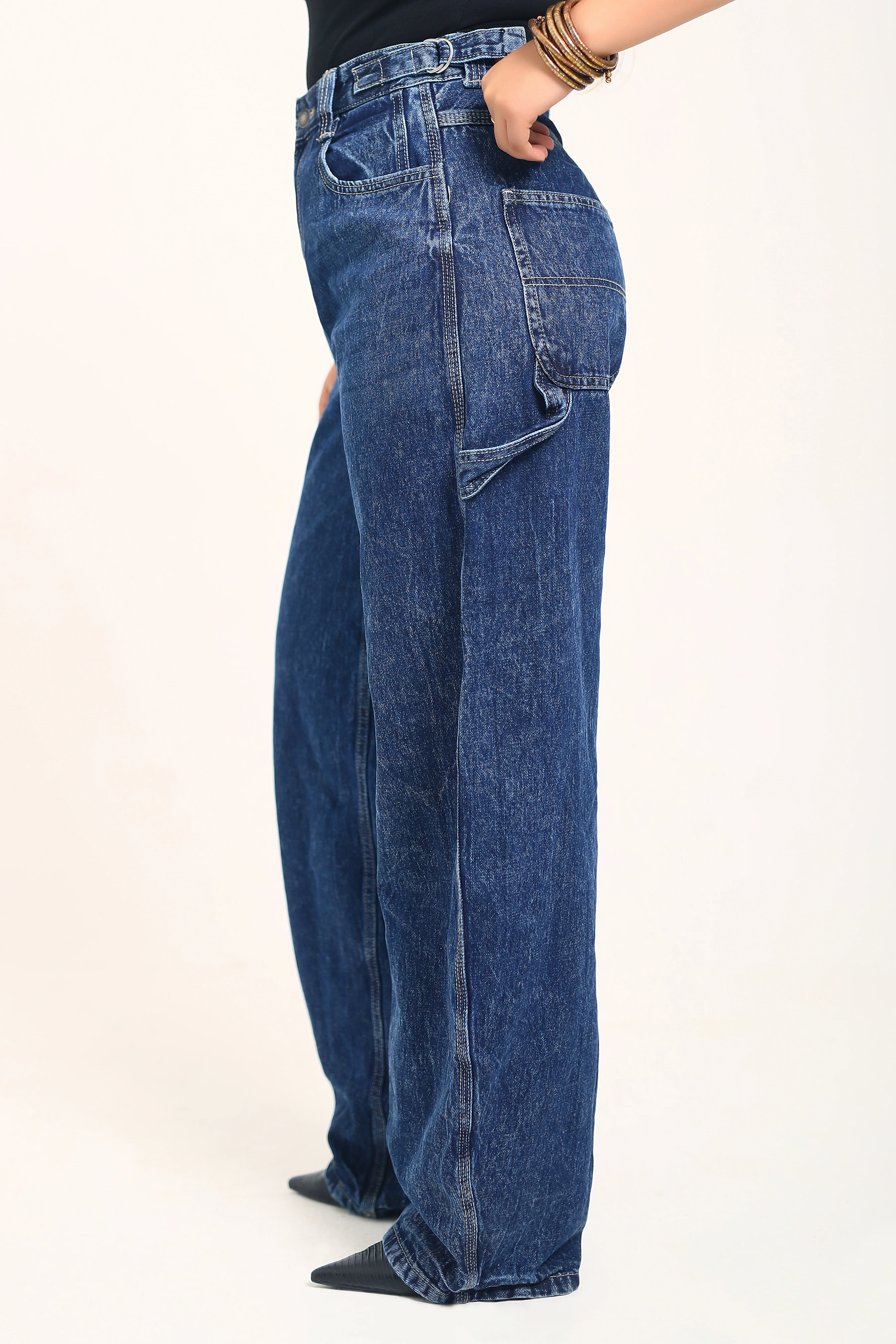 Mid Blue Adjustable waist denim - Image 3
