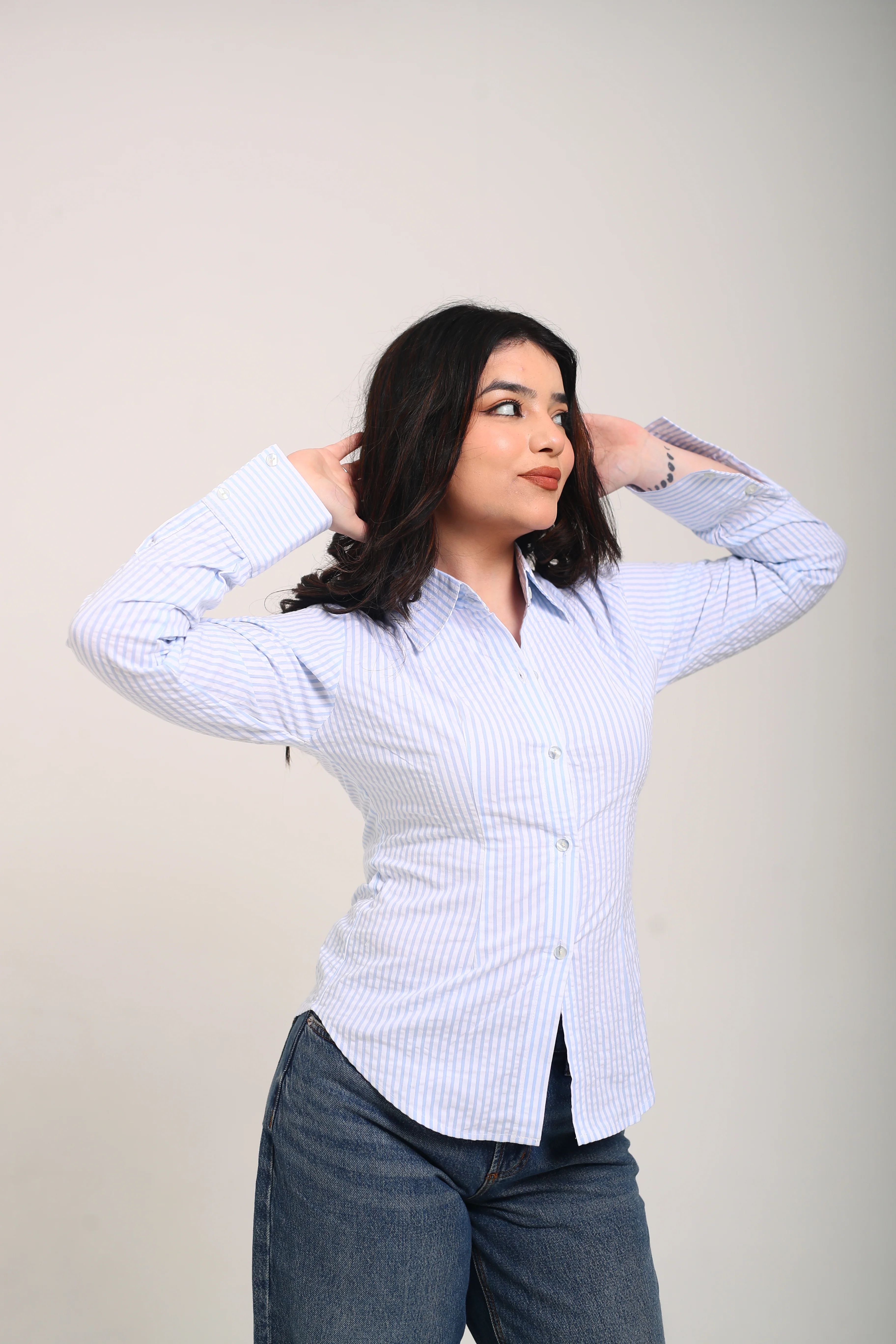 Sky Striped fitted Shirt - Image 3