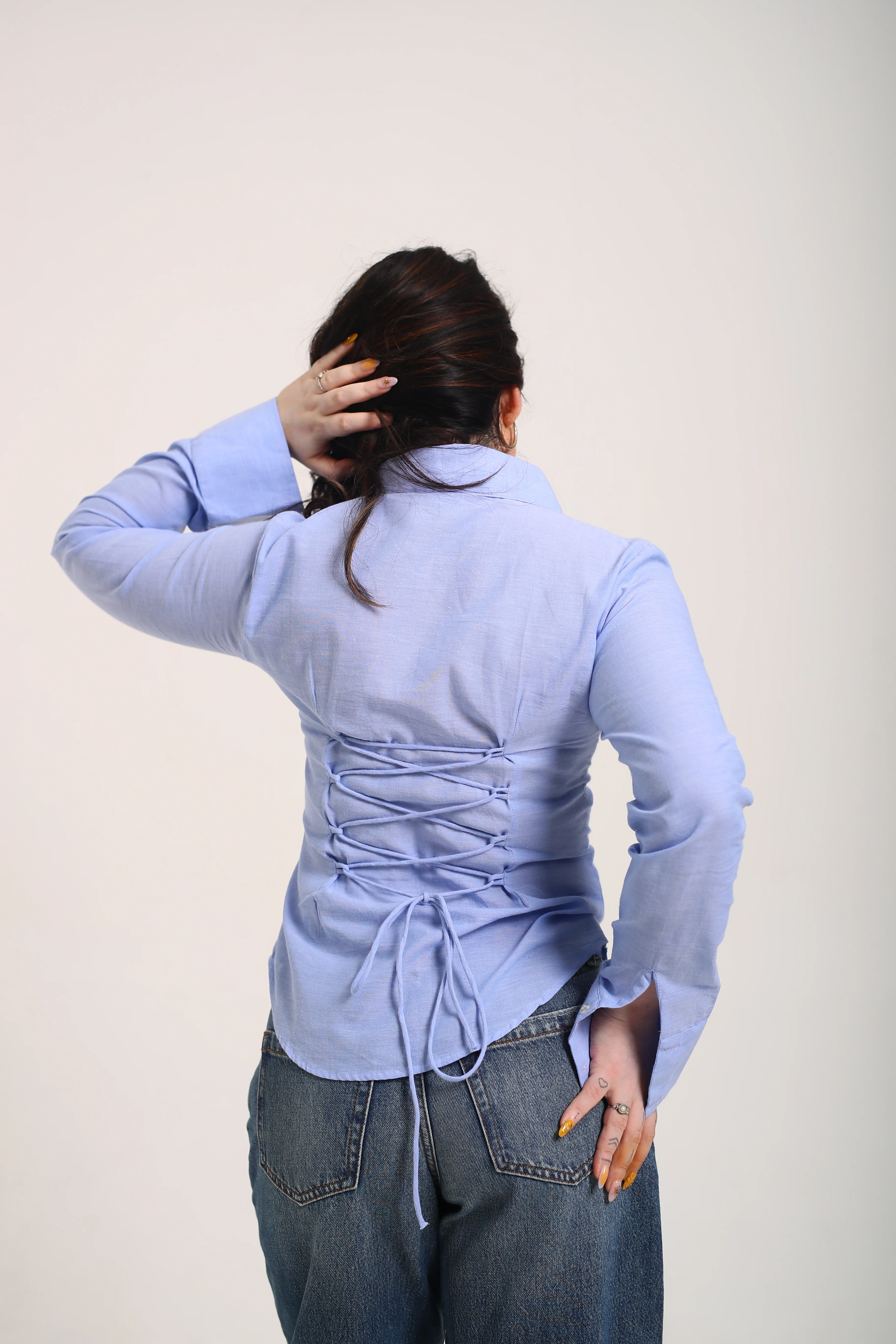 Softest Blue fitted shirt ( with drawstring ) - Image 4