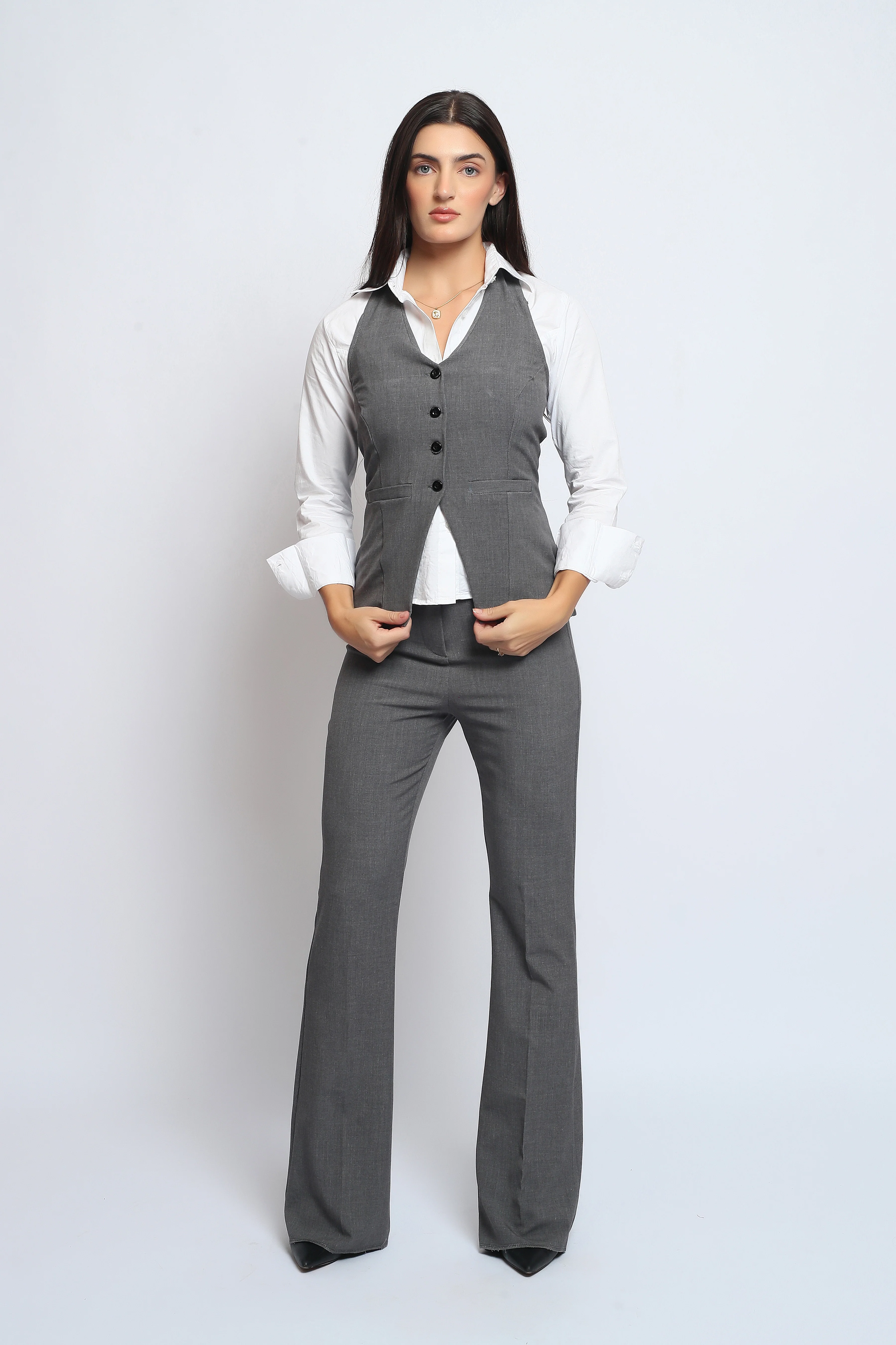 Stella grey signature set (Pants + Halter neck Waistcoat) - Image 3