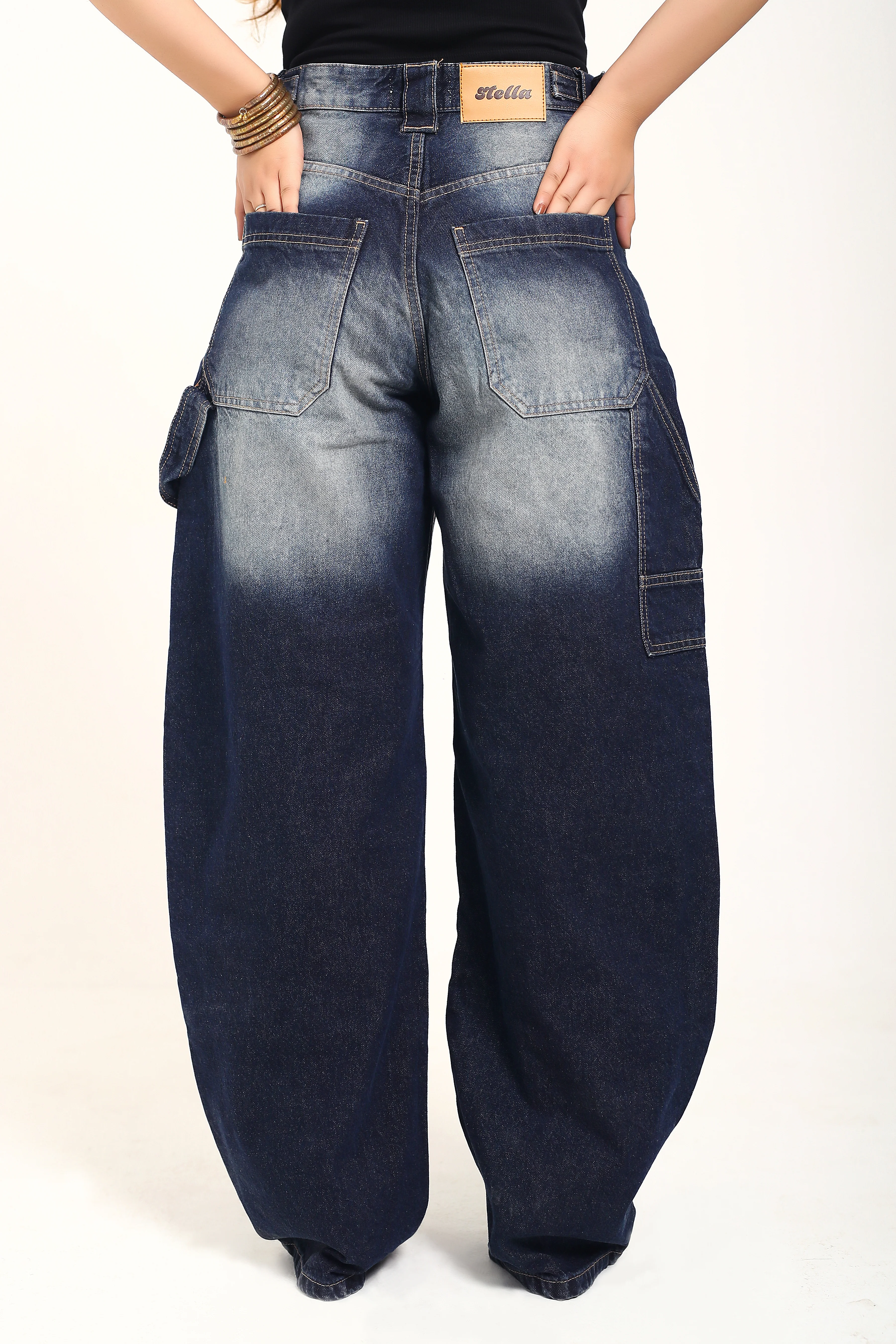 Washed Blue Adjustable waist Denim - Image 2