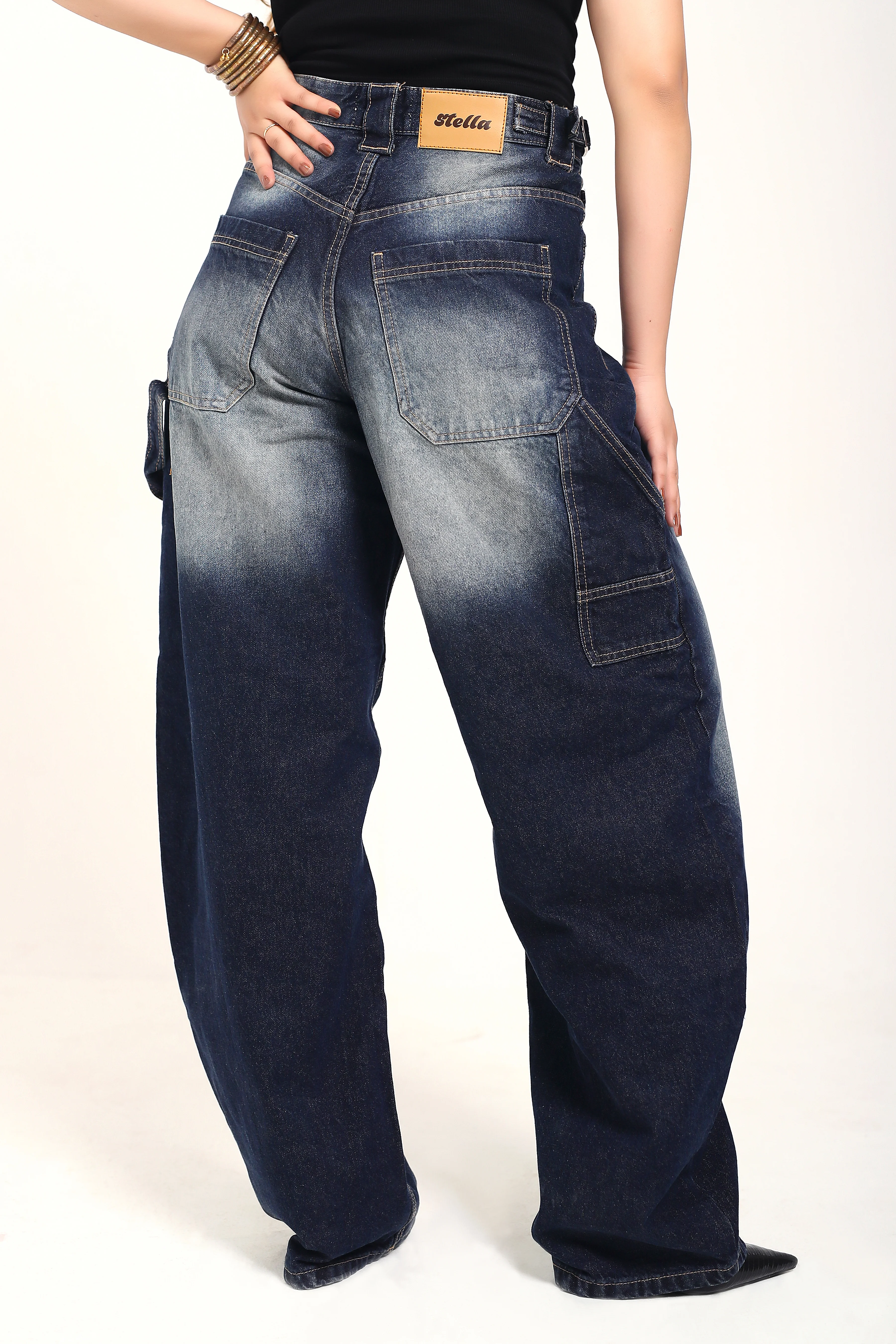 Washed Blue Adjustable waist Denim - Image 4