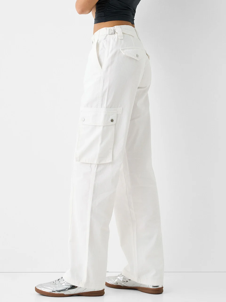 White Adjustable Cargo Pants - Image 4