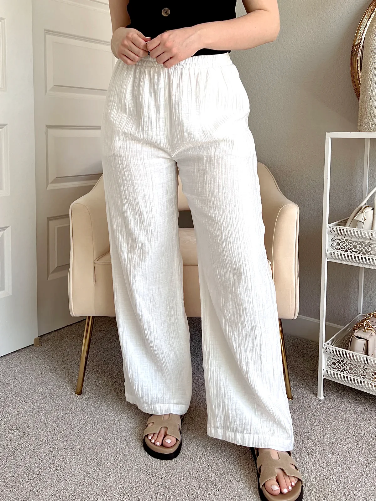 White Crinkled Pants - Image 2