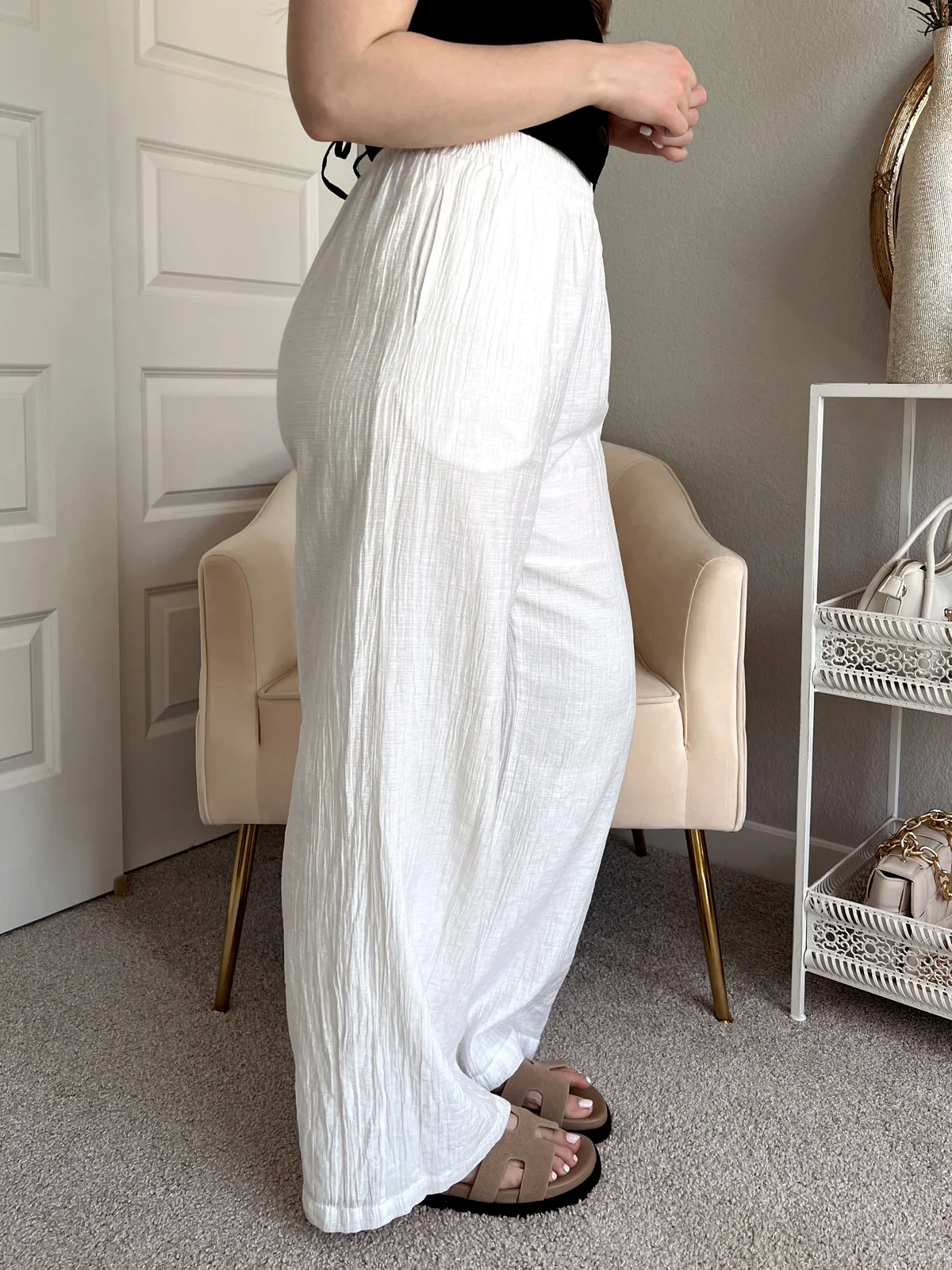 White Crinkled Pants - Image 5